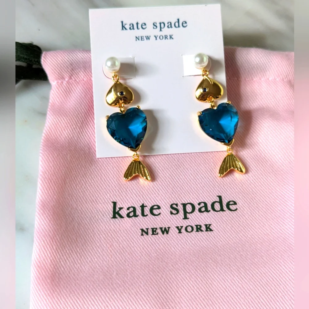 New Kate Spade What a Catch Fish Statement Earrings💙🐟💎